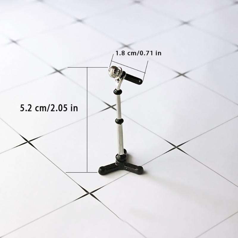 

1Pcs Doll House Decoration 1/12 Dollhouse Accessories Miniatures Simulation Mini Alloy Microphone With Stand Model Toy A2