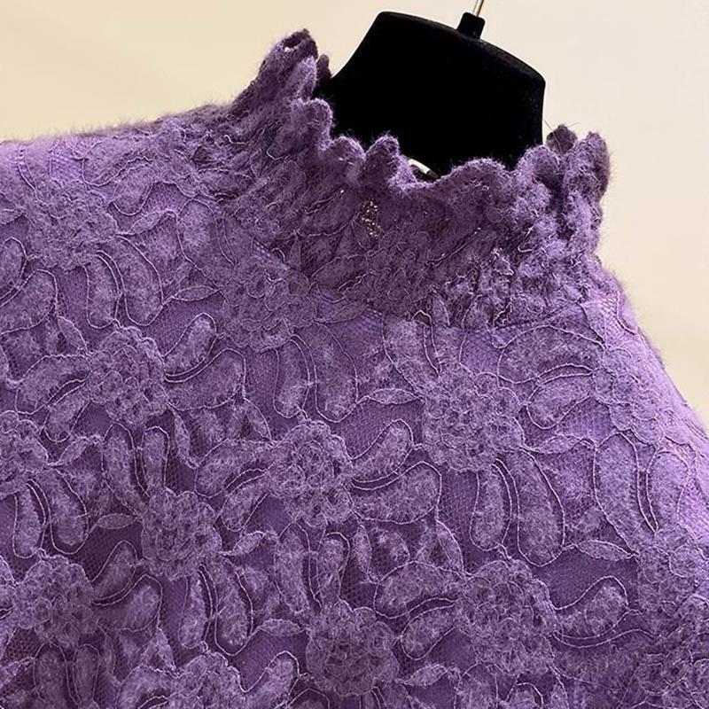 Sweatshirt for Women Cotton Oversize Fleece Loose Casual Long Sleeve Round Neck Half-high Collar Top Sweatshirt