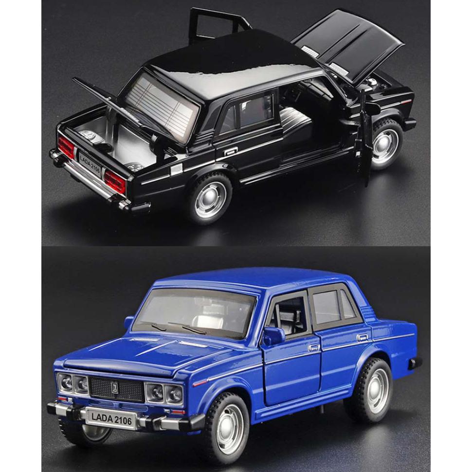 1/32 Scale LADA 2106 Diecast Car Model Toy, Pull Back Toy Vehicle with Sound and Light for Kids Toddler Boys Girls Gift Collection