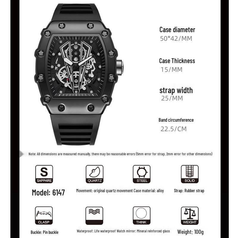 Large Dial Men's Automatic Quartz Watch, Luminous & Waterproof