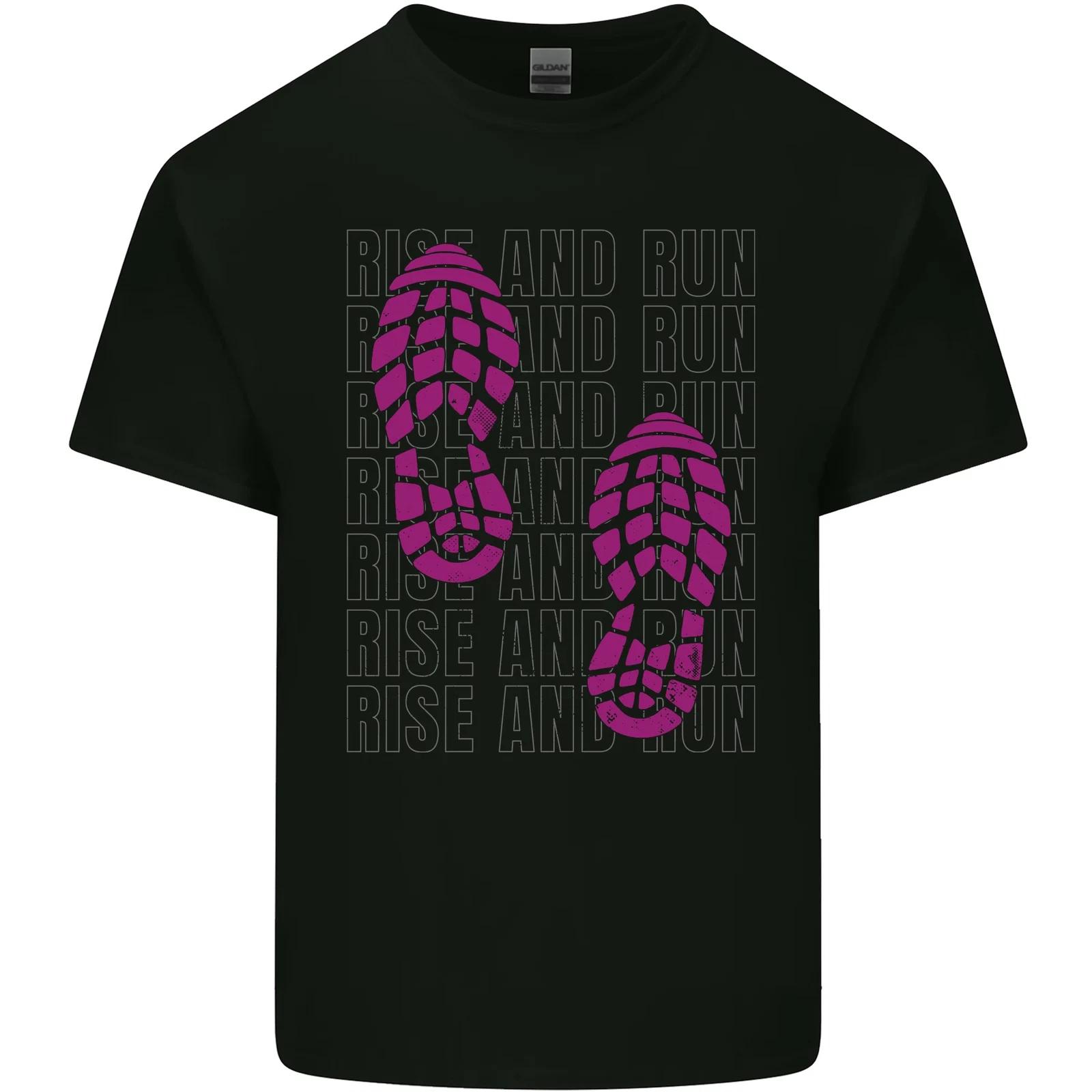 Rise & Run Running Cross Country Marathon Runner Kids T-Shirt Childrens S
