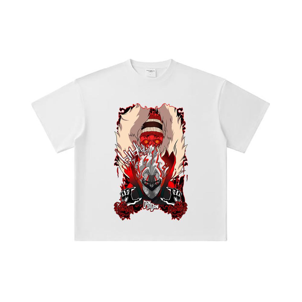 260 GSM Double Yarn 32 Count 100% Cotton Dandadan V34 Okarun Turbo Print Unisex Heavy Cotton T Shirt