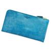 AGILITY Affa "Posh L" Long Wallet, Compact, L-Shaped, Slim, Simple, Genuine Leather, Small, Men's and Women's, Turquoise Blue