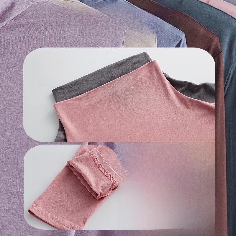 Top de Modal de Cuello Alto de Manga Larga y Corte Ajustado para Mujer Otoño 2023