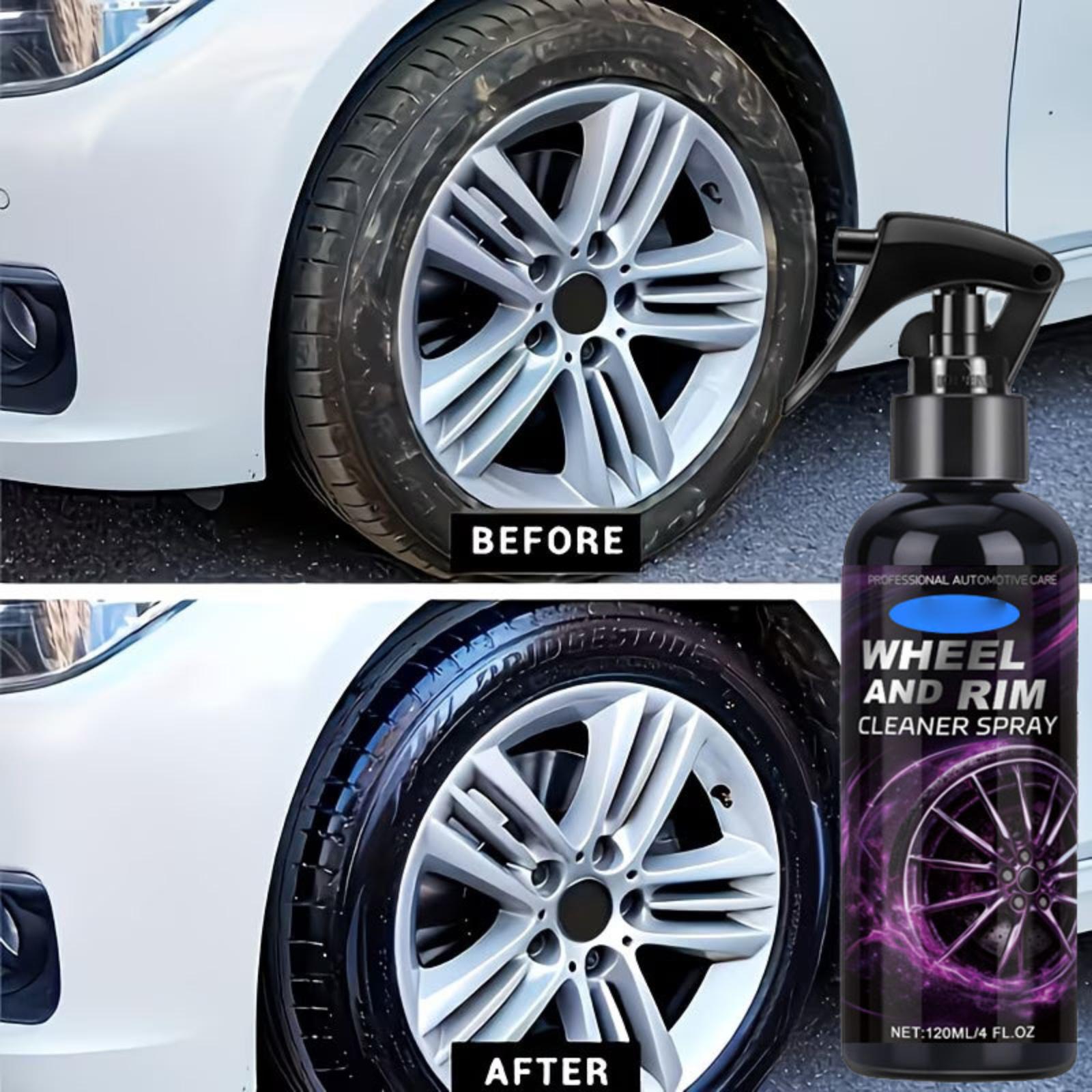

120ml Wheel and Rim Cleaner Spray Professional Automotive Tire Shine Kit with Applicator Sponge for Effective Dirt Removal and Surface Protection One Size
