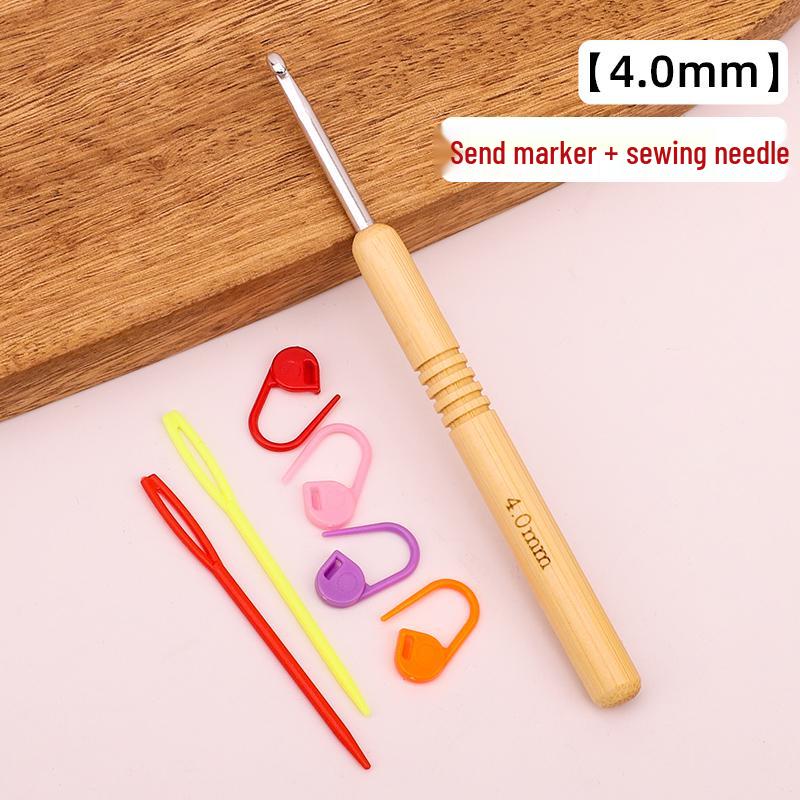 Set croșete din lemn rotunde pentru proiecte cu fir: Pulover, Păpușă, Papuci de casă și Pachet Material Tricotat