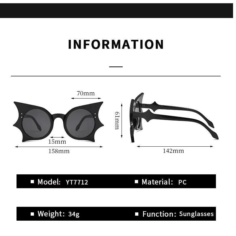 2PACK Unique Bat Shaped Sunglasses for Women Vintage Funny 90s Eyewear Fashion Novelty Goth Eyewear for Halloween Costume Party