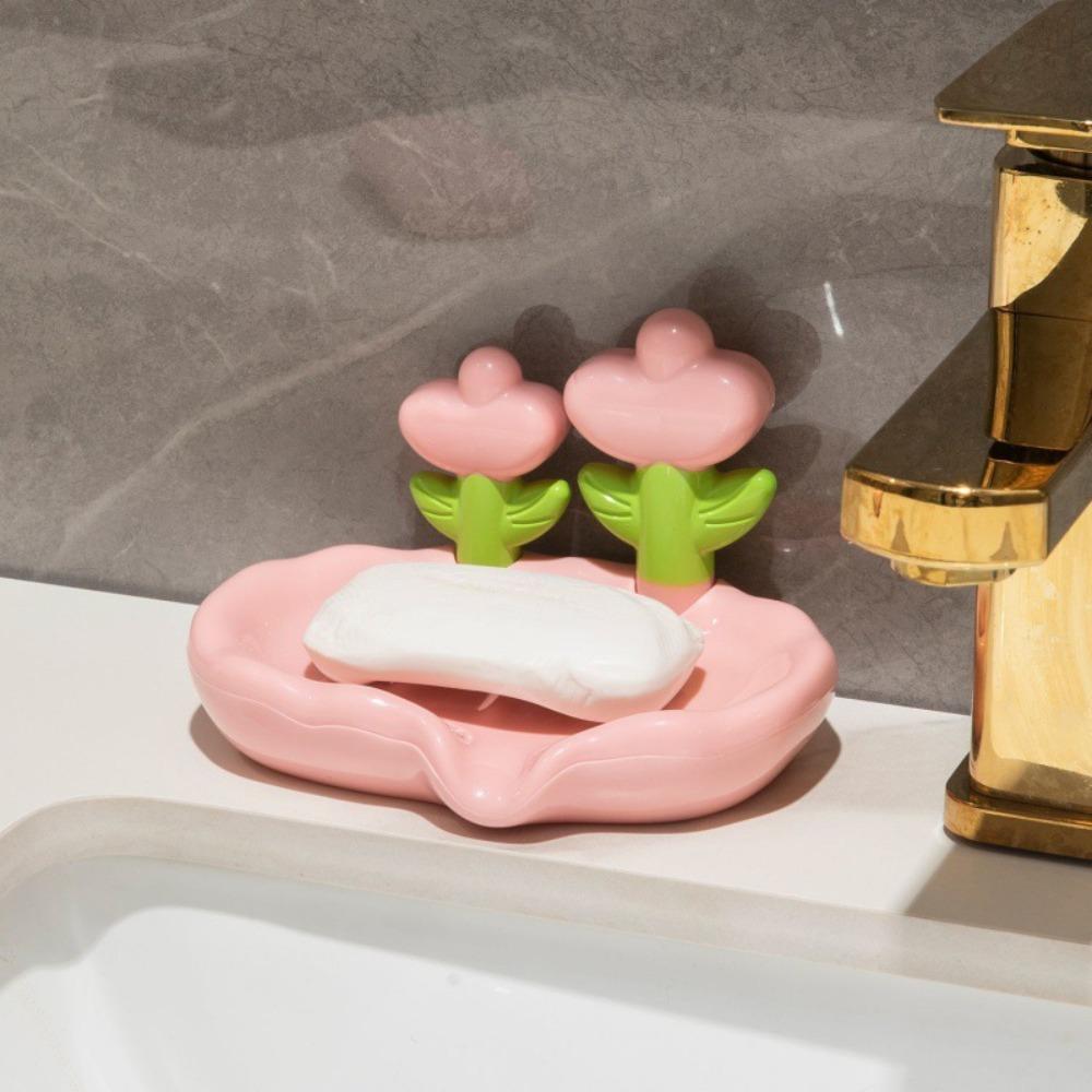 Cute Flower Decor Soap Dish Plastic Soap Holder Soap Rack Drain Soap Tray  Home
