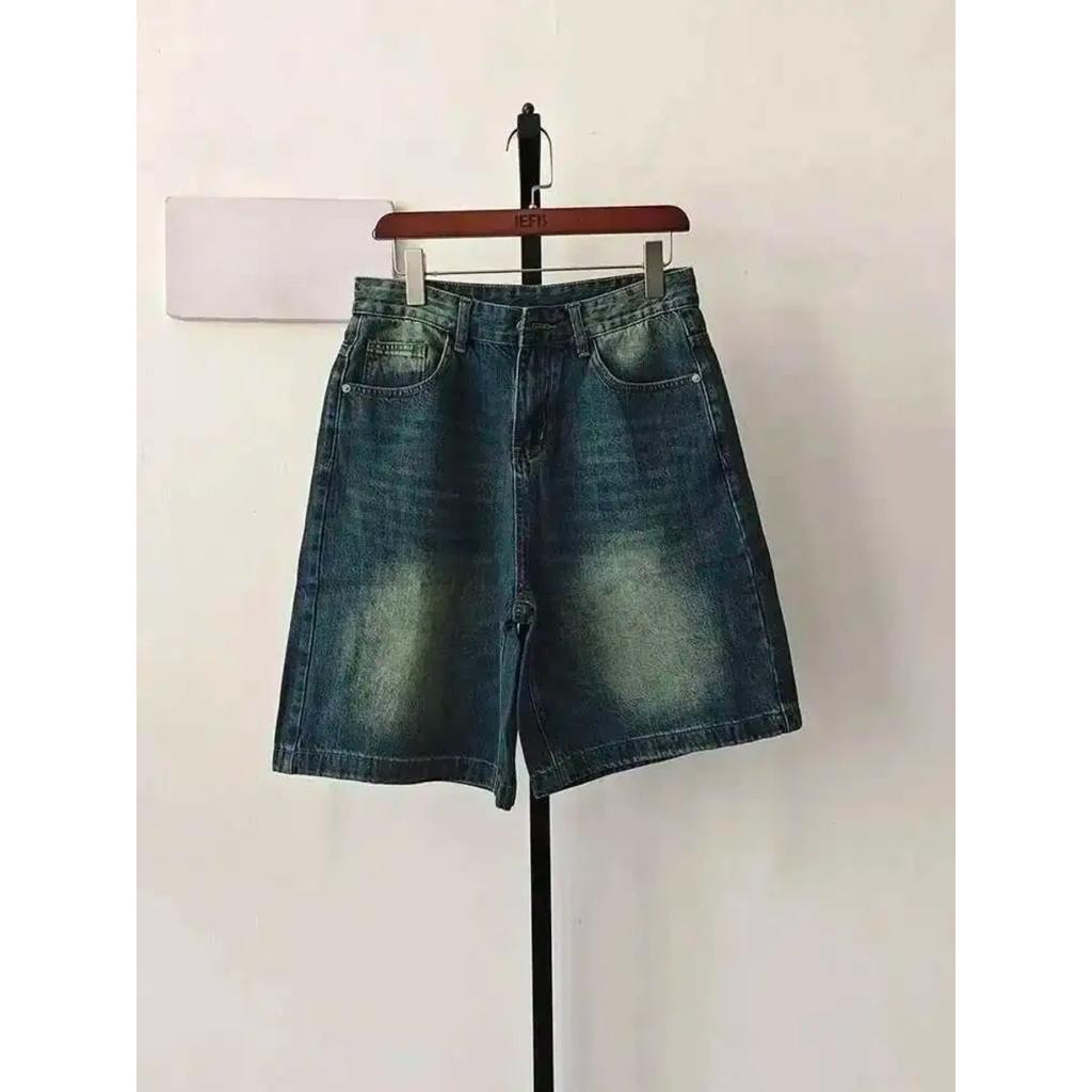 BeatStreet Summer Men's Casual Jeans Shorts Loose Mid High Waist Fashion Knee Lenght Denim Short Pants Vintage Male New Korean