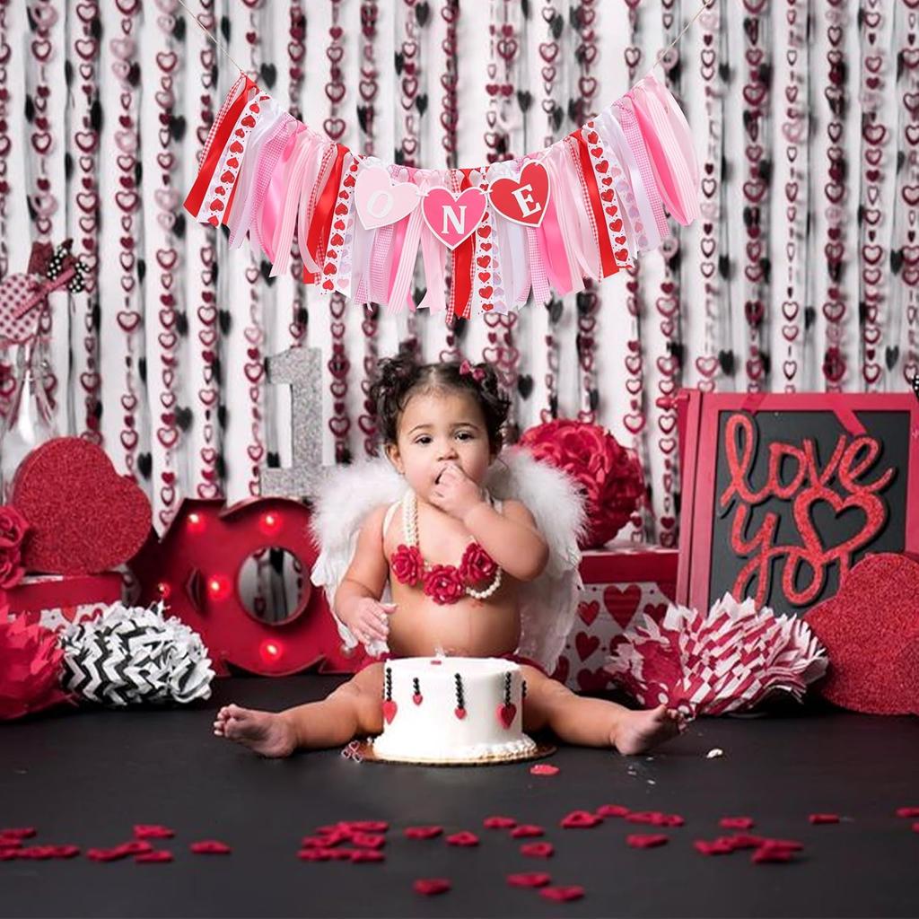 Valentines Day 1st Birthday High Chair Banner - Our Little Sweetheart 1st Birthday Decorations, Sweetheart 1st Birthday Highchair Banner, Valentine's