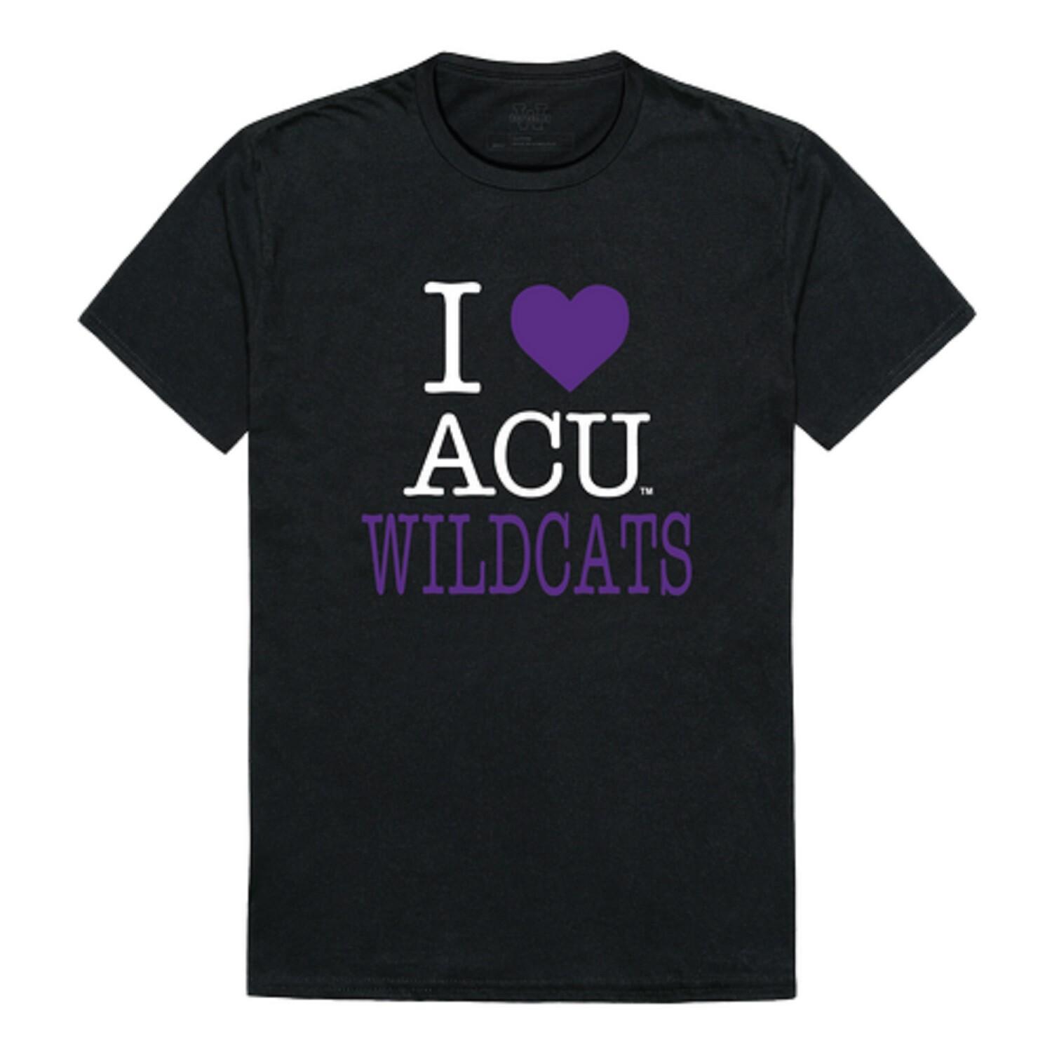 Abilene Christian University Wildcats ACU NCAA Cotton I Love Tee T Shirt S