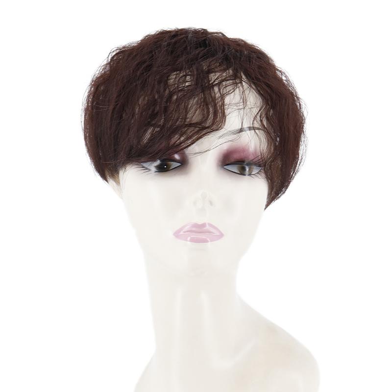 Women Short Curly Hair Extensions Wig Clip On The Top of The Head Cover White Hair Natural Color Black Brown Blond Daily Use