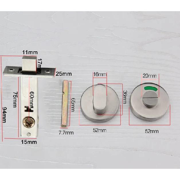Bathroom Indicator Lock Commercial Keyless Door Lock Universal Barn Door Bolt Stainless Steel WC Toilet Door Lockset Knob