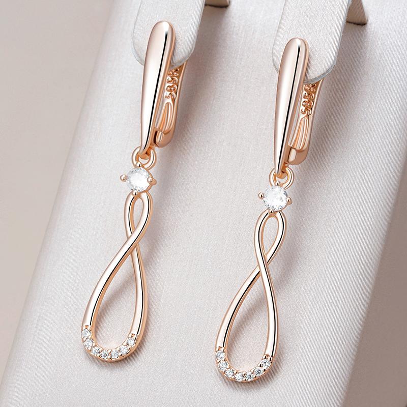 Trend Long Dangle Earrings For Women Fashion Rose Gold Color Natural Zircon Accessories Daily Fine Jewelry