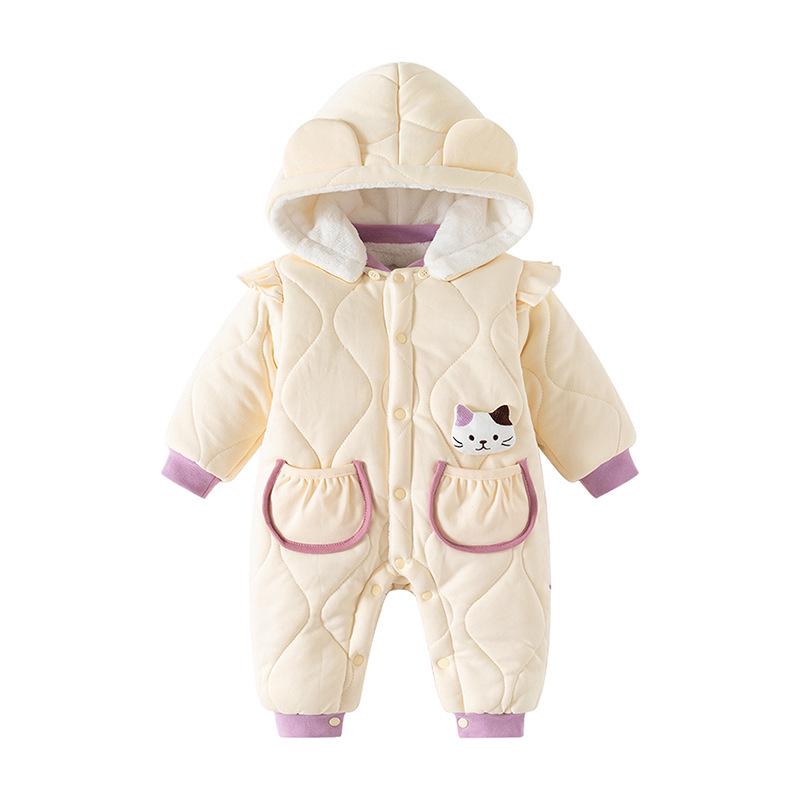 

Cozy Quilted Cotton Baby Onesie for Autumn/Winter - Warm, Thickened Newborn Jumpsuit for Outdoor Play and Crawling. Size 59cm