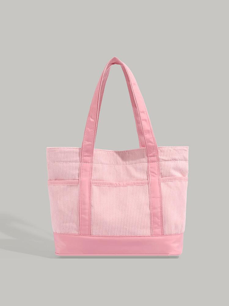 

Autumn and winter new corduroy handbag bag women s large capacity shoulder tote bag high-end fashion commuter underarm bag розовый