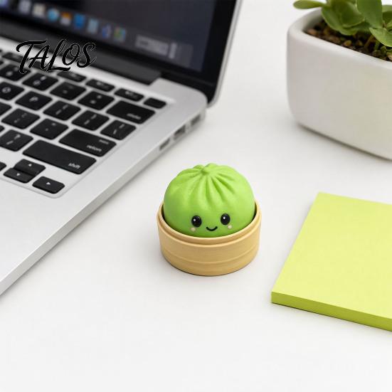Anxiety Relief Keychain Press Button Keychain, Steamed Bun Decompression Toy with Smiling Face Pattern, Soft Squishy Slow Rebound Feel Portable