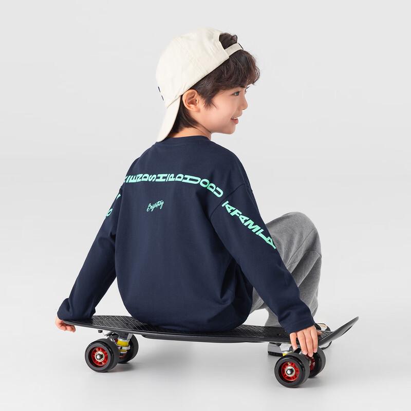 Boys  Raglan Sleeve Letter Print Pure Cotton Long Sleeve T-Shirt 120