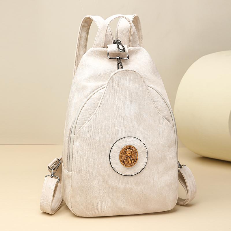 Retro Large Capacity PU Backpack Women's Chest Bag
