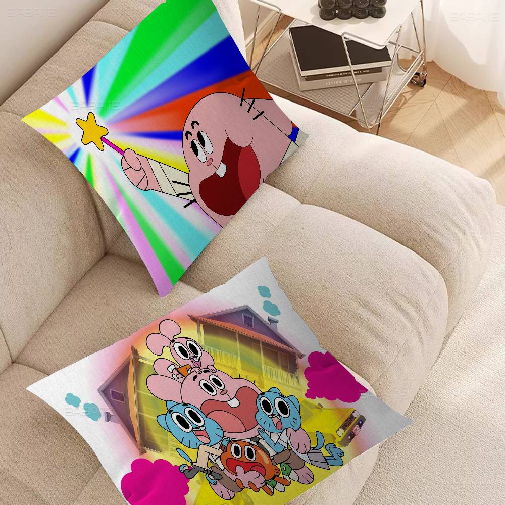 The Amazing W-World Of G-Gumball Cushion Cover Pillowcase Upholstery Sofa Throw Pillow Home Decor Pillowcas