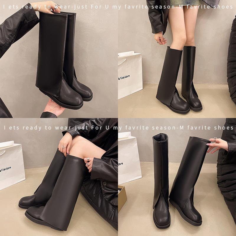Star round head pants boots blow up the street but knee boots women's music festival skinny boots knight boots