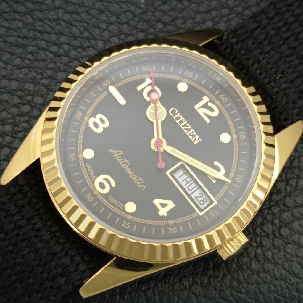 JAPAN VINTAGE REFURBISHED CITIZEN AUTOMATIC 8200 MENS BLACK DIAL WATCH a445346-1