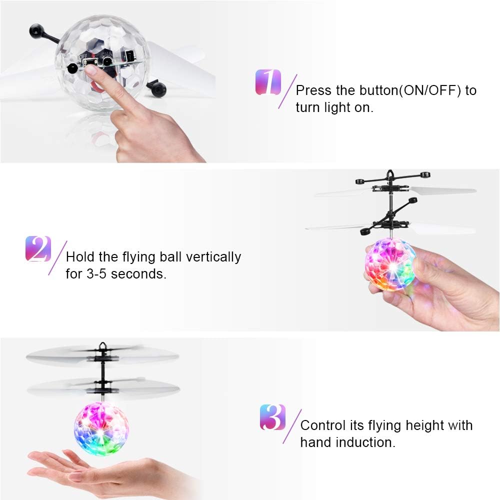 Flying Ball Luminous Flying Toy, Helicopter Aeroplane Remote Controlled Drone Children Games Outdoor Indoor Gift Birthday Christmas  Teenagers