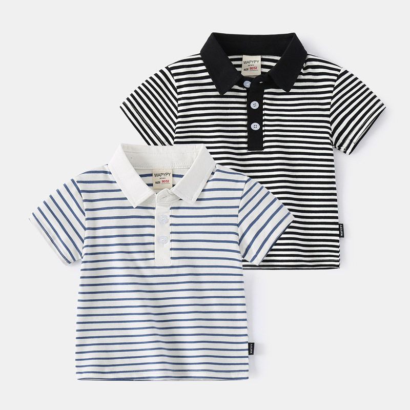 Boys' Stripes Short Sleeve T-shirt Clothes Children's Clothing Summer Children's Polo Shirt K-style Baby Boys' Lapel Half Sleeve Tops
