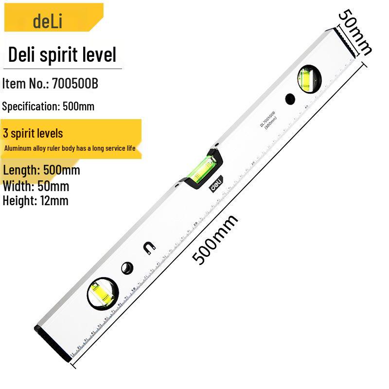 Livella a bolla in alluminio ad alta precisione Deli Tools - Resistente alle cadute, Righello magnetico per uso domestico