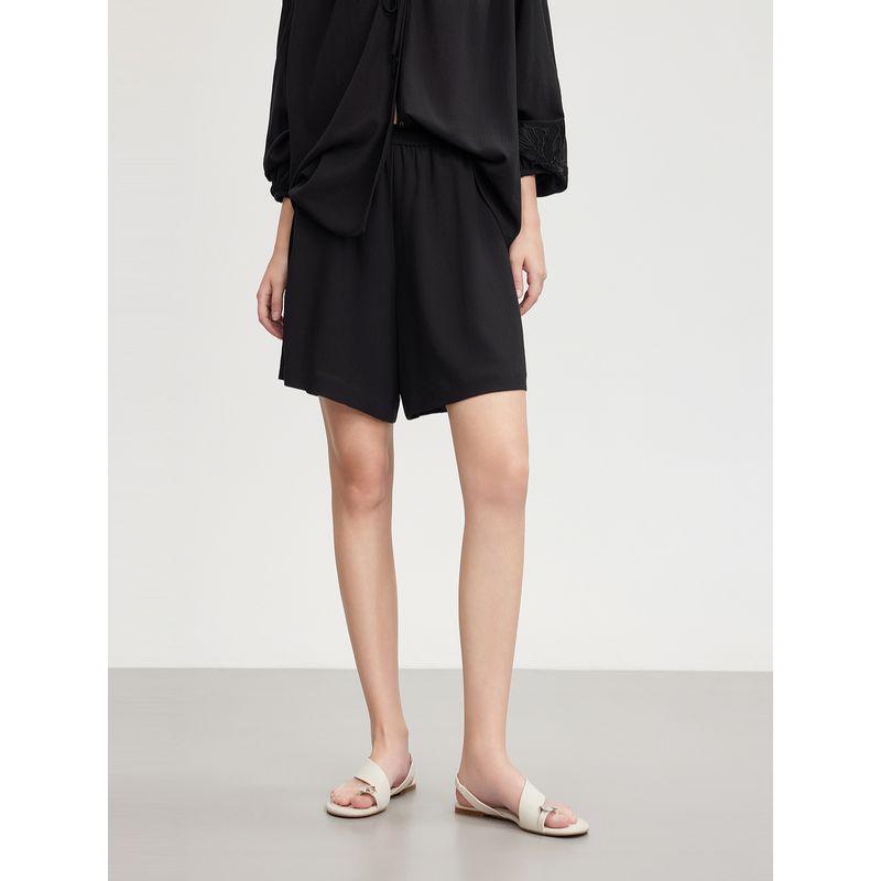 

[Same Style with Mall] Elle French style Old Money Style Casual Shorts Women 2025 Summer New High Waist Slimming Pants Black L