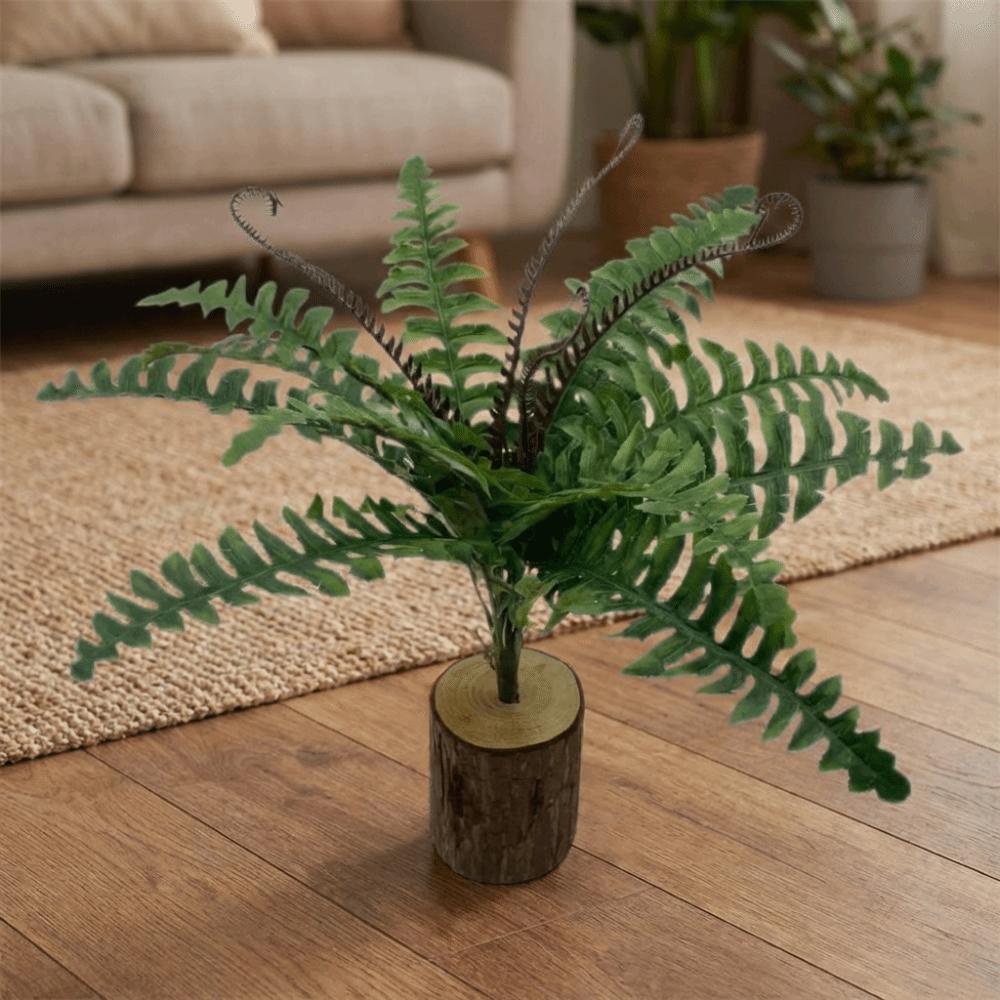 Real Touch Fake Fern Plant 16 Leaves Fake Boston Fern Leaves Durable Faux Plants Shrubs  Hotel