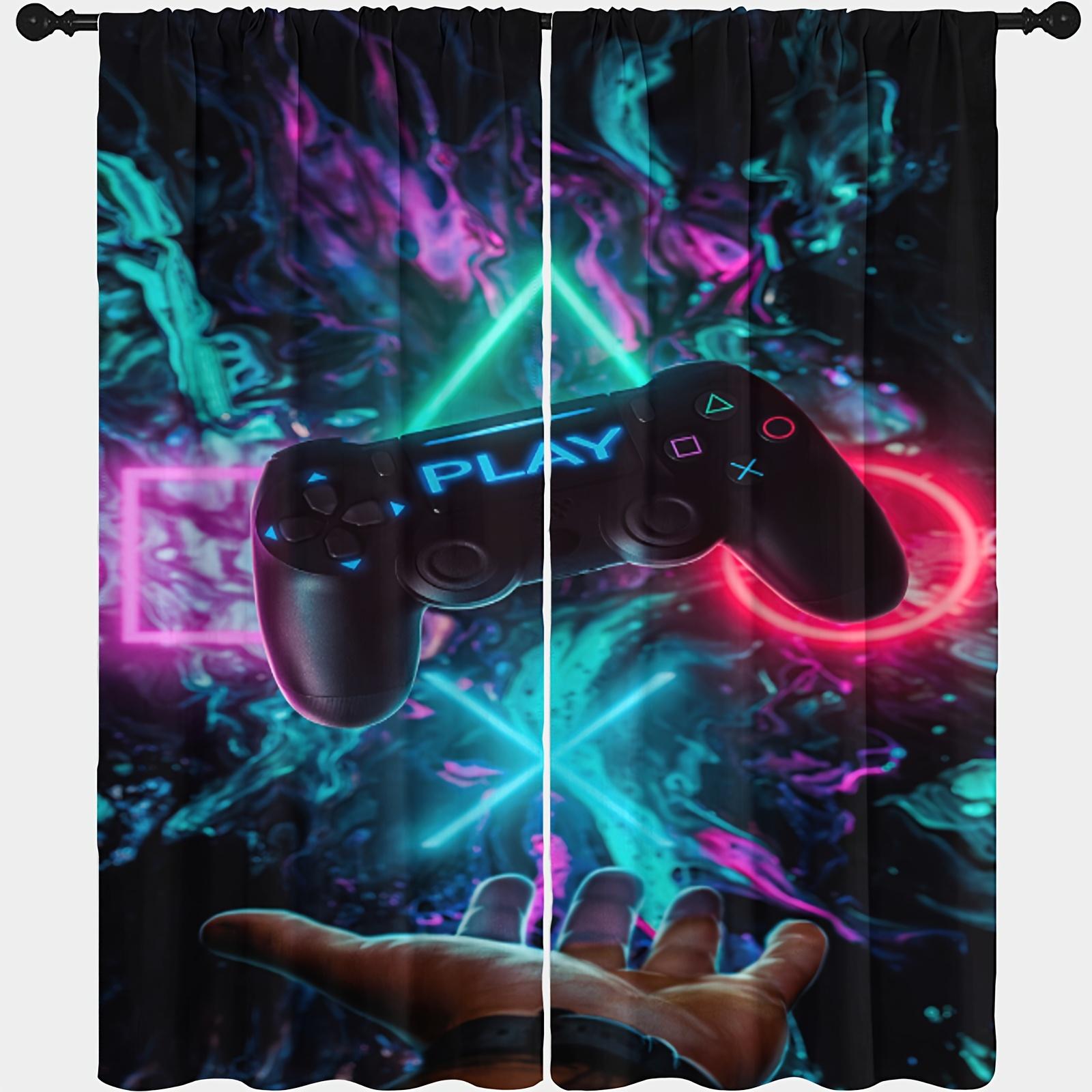 Gamepad Pattern Decorative Drapes Windowpane Treatments Ideal for Bedchamber Livingroom Space Household Decoration Windowpane Blinds Drapes 100W130H&Rod Pocket