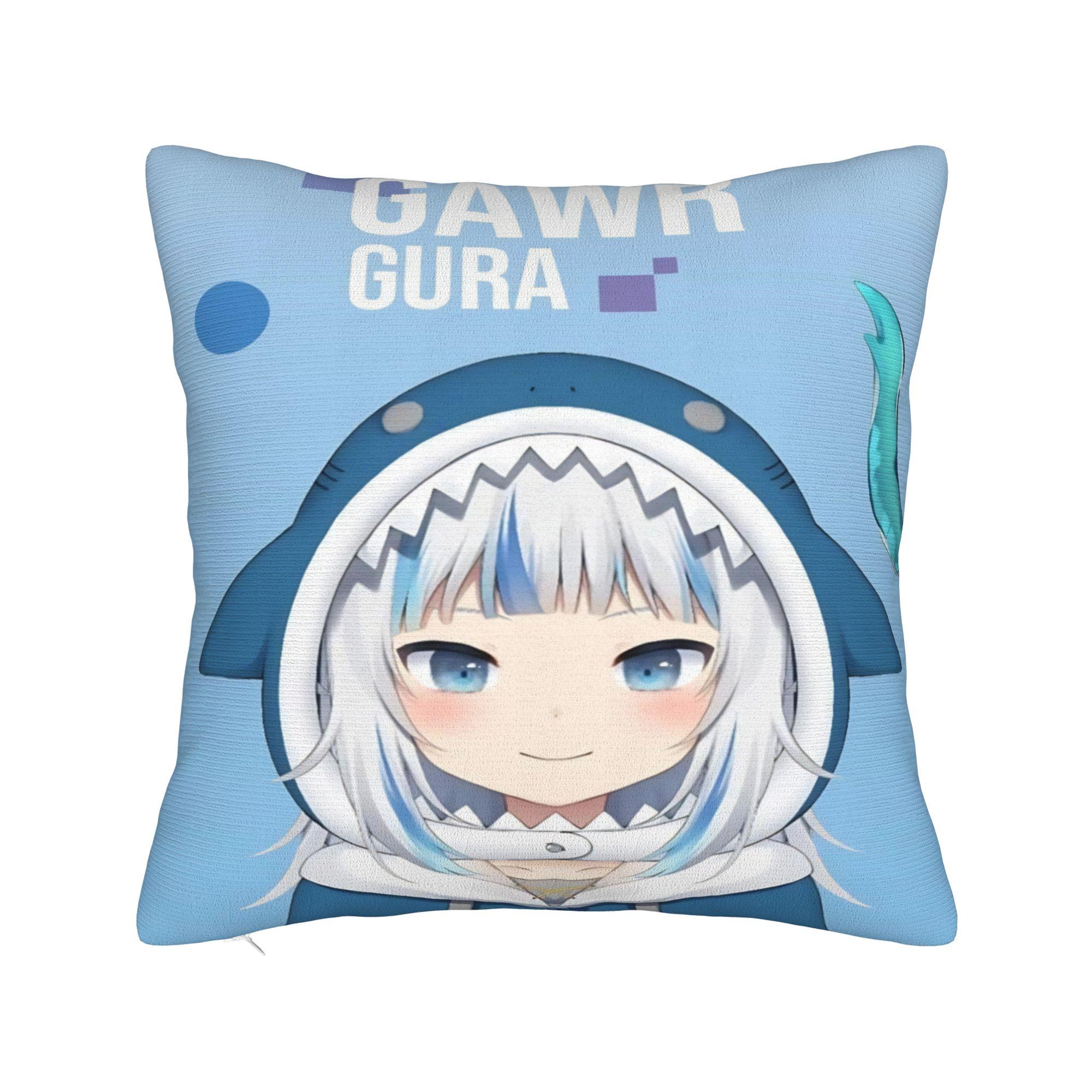 

Sameko Saba X Gawr Gura Pillowcases Merch Printing Cushion Cover Gift Pillow Case Cover Bedroom Multiple Sizes 12x12Inch