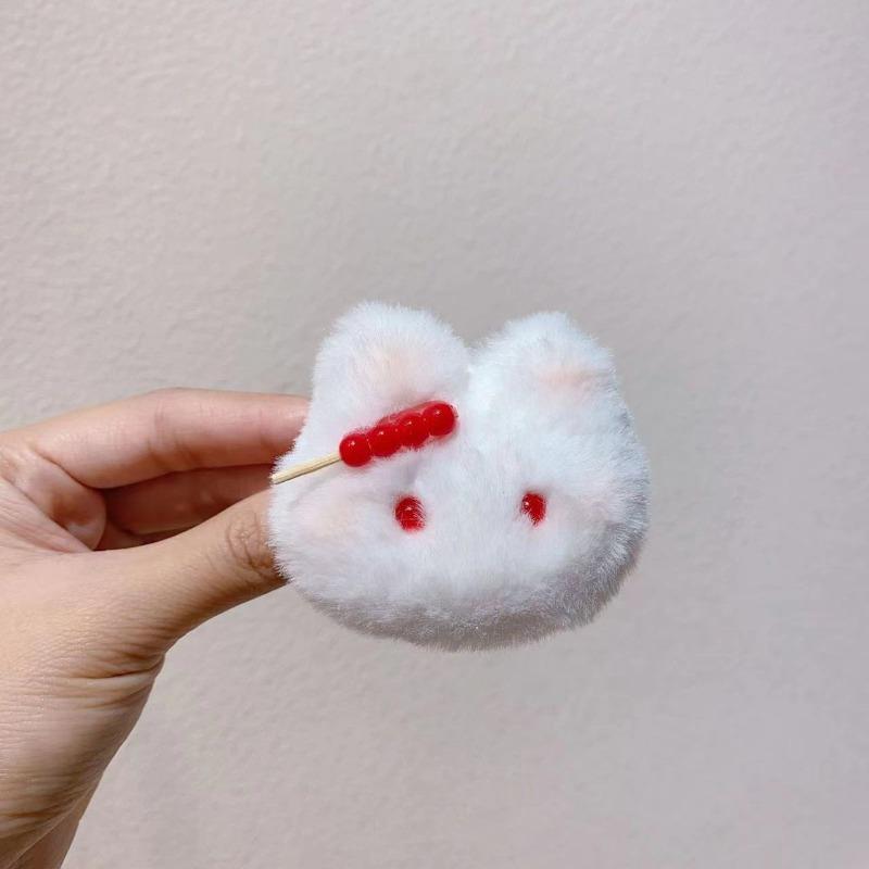 Sugar Gourd Rabbit Hairy Hair Band Hairpin Female Soft Cute Cute Blush Rabbit Hair Rope Student Ponytail Hair Accessories