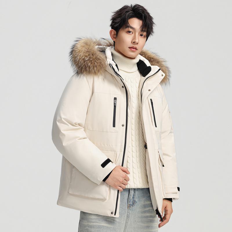 Men's Thickened Down Parka with Large Fur Collar - 2025 Winter Collection