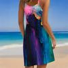 Robe de Plage pour Femme Mini Robe Imprimé Décontractée Moderne Robe Sans Manches Coupe Ample Extérieur Quotidien Été