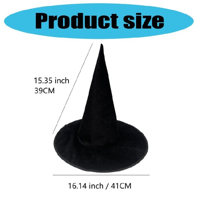 Halloween Wizard Hat Witch Costume Hat 39cm High Pointed Wizard Hat for Women Halloween Cosplay Parties