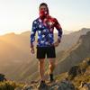 Men's Casual Raglan Sleeve Hooded Long Sleeve Sun Protection Shirt with Graphic Print for Outdoor Sports and Activities