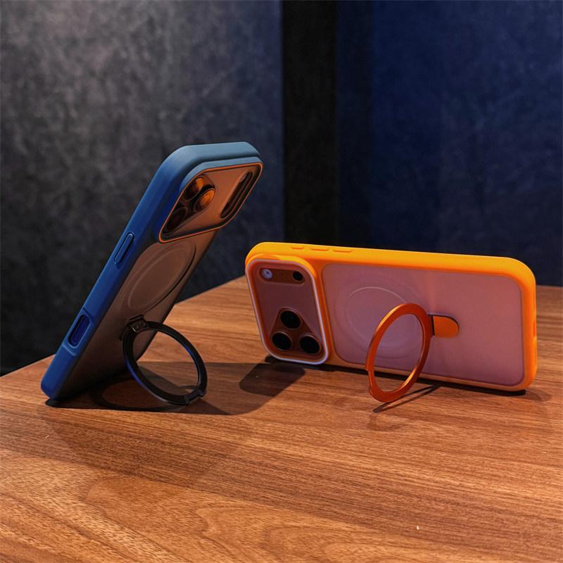 Ring Bracket Holder Matte Magnetic For Magsafe Frosted Phone Case For iPhone 17 Air 16 15 14 Plus 13 12 11 Pro Max Soft Bumper Cover