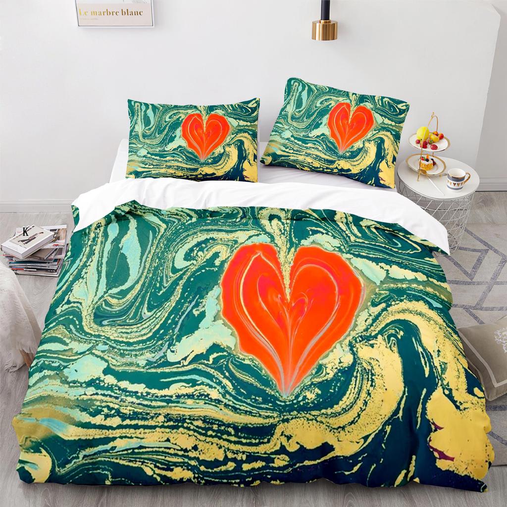 Marmor Polyester Bettbezug Set King Queen Größe Pinselstriche Farben in Marmoroptik Aquarell Kunstwerk für Kinder Jungen Mädchen