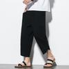 Summer Men Chinese Style Cotton Linen Harem Pants Men Streetwear Breathable Beach Pants Male Casual Calf-Lenght Trousers