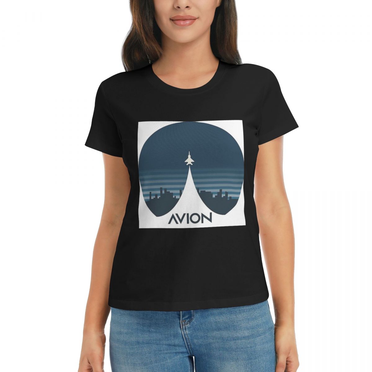 

Women TShirt Aviation Fighter Aircraft Above The City Summer Short Sleeve Tees Crew Neck T Shirts Clothes Tops Streetwear 4XL