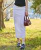 Collet Summer Air Crinkle Slim Fit Flare Long Skirt [White] 606