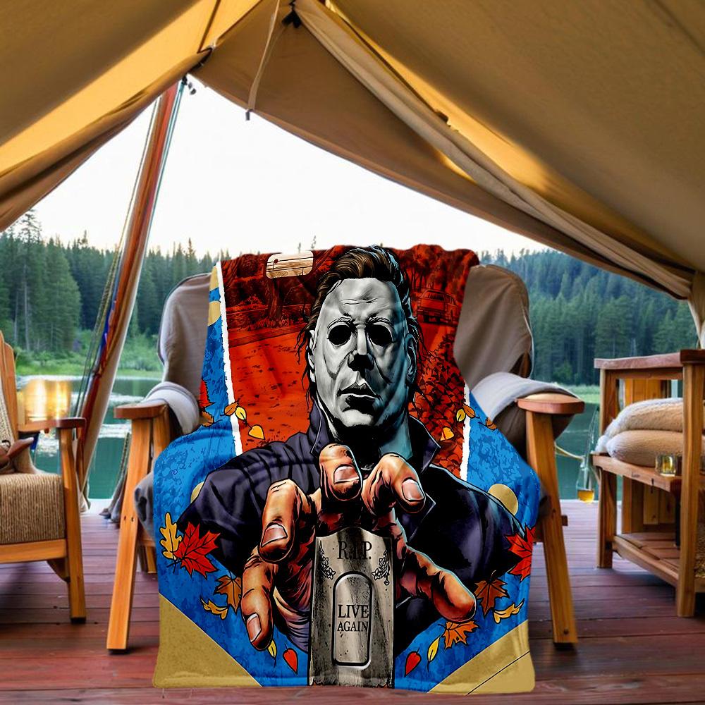 1pc Halloween Horror Outdoor Blanket Lightweight Flannel, All-Season Use for Sofa, Bed, Travel, Camping, Living Room, Office, Couch098