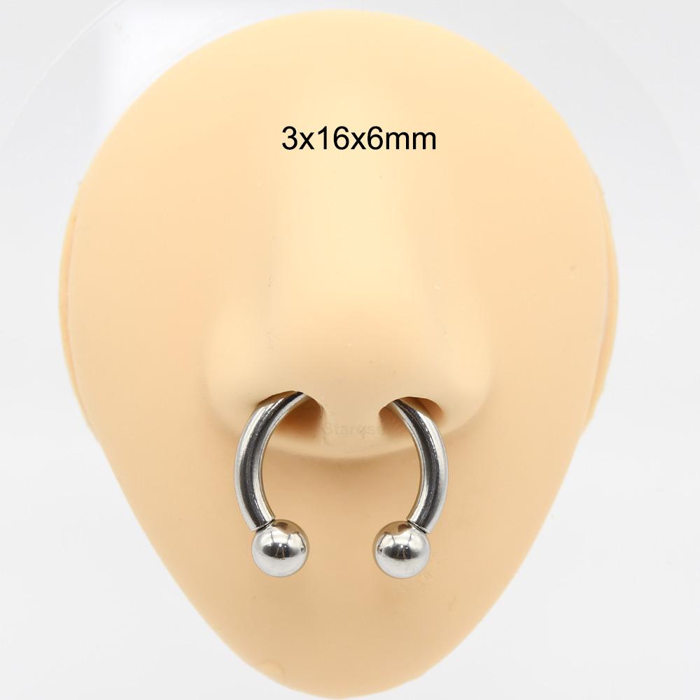 12G-00G Velký průměr Kruhový činkový kroužek z nerezové oceli s vnitřním závitem Piercing do nosu Septum Piercing Rozšiřovač Náušnice do laloku