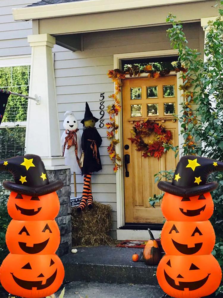 Halloween Standing Inflatable Pumpkin Scary Stacked Inflatable Pumpkins Horror Festival Theme Indoor Outdoor Garden Decorations