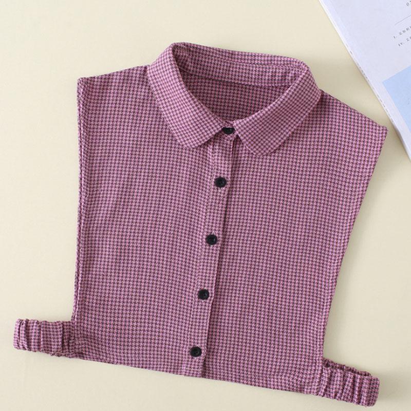 Fashion Plaid Fake Collar Women Detachable collars New Cotton False Collar Shirt Tie Female Removable Dickie Half Shirt Women