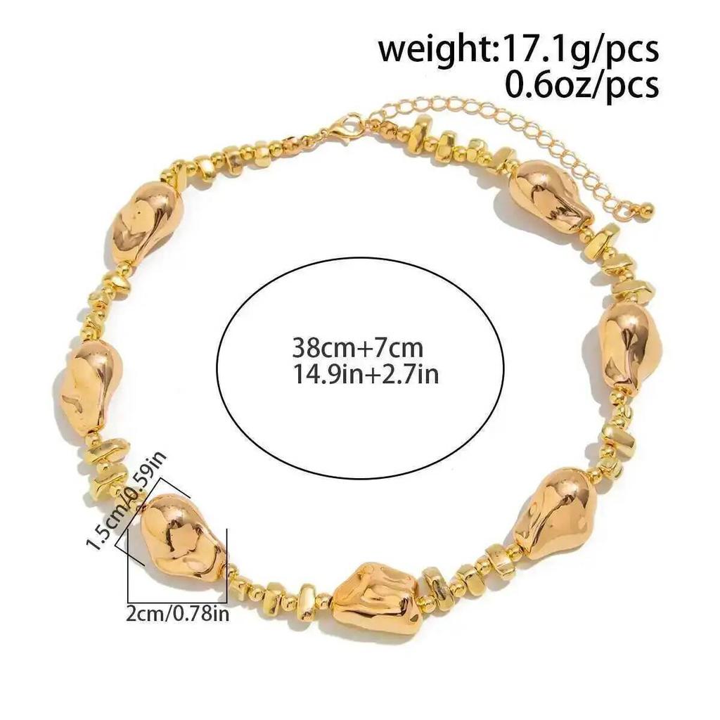 Ingemark Vintage Glossy Irregular CCB Beaded Choker Necklace for Women Adjustable Necklace Collar Chain Party Daily Jewelry New