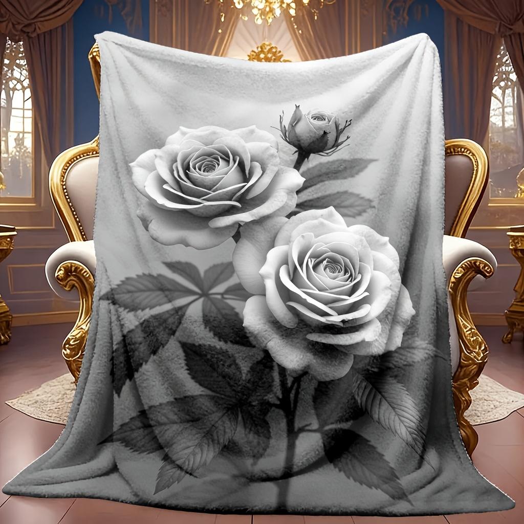 Soft High-Definition Digital Print Rose Theme Fleece Blanket Cooling Blanket All-Season Family And Friends Gift Soft Breathable