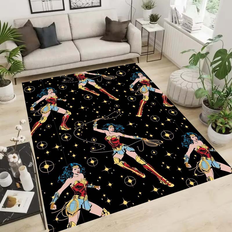 Wonder Woman pattern rug, suitable for living room, bedroom, bedside, balcony and other places, Nordic style decorative rug,